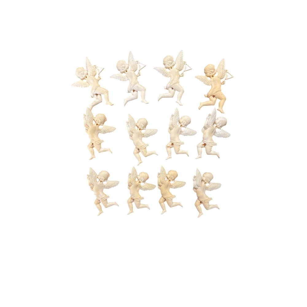 Lot 14 Gold & Ready to Paint Angels Vintage Cherub Ornaments Plastic - Picture 4 of 6